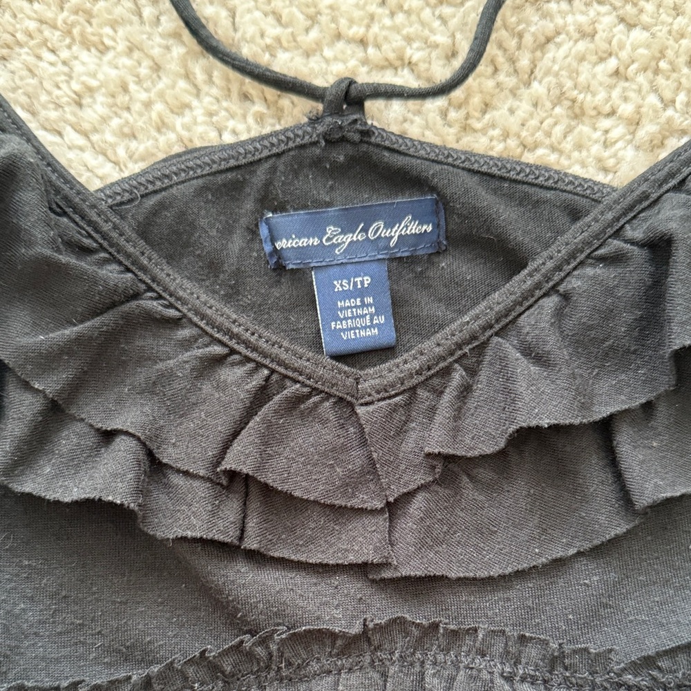 Vintage Y2K Black Ruffled Women's Top - Picture 2 of 4